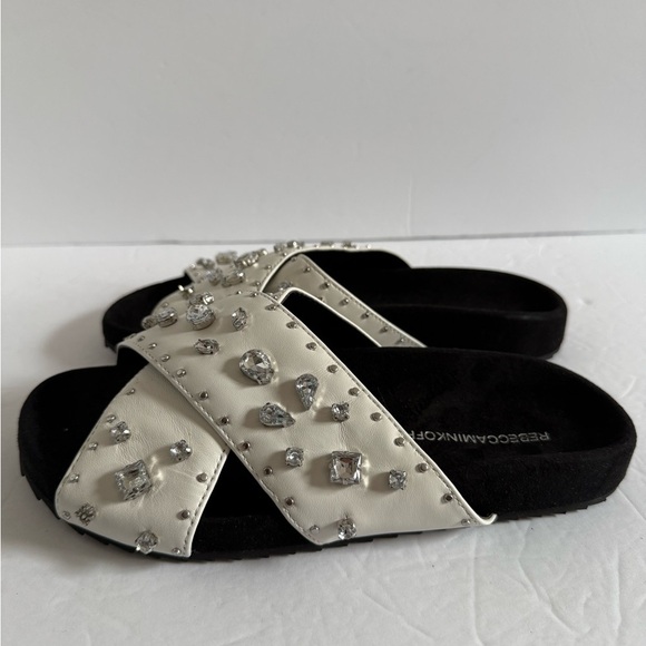 Rebecca Minkoff Black White Dressy Embellished Sandals Slipper Flat Women Size 5